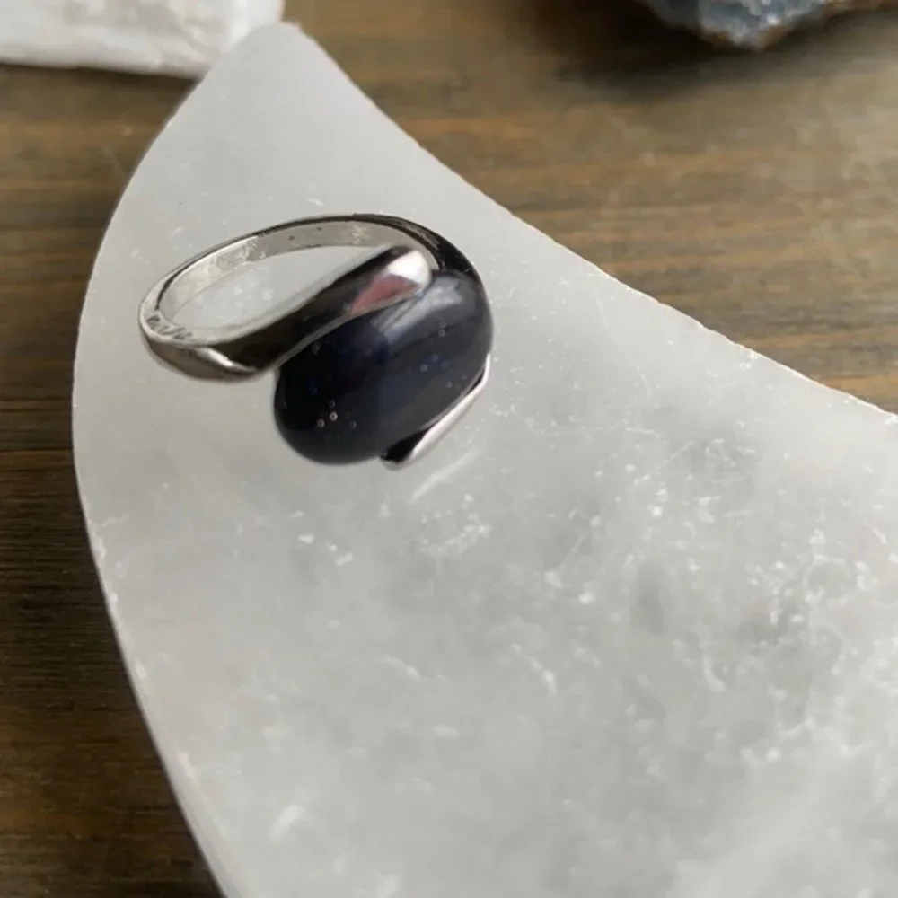 Blue sandstone silver midi California ring - Picture 1 of 4